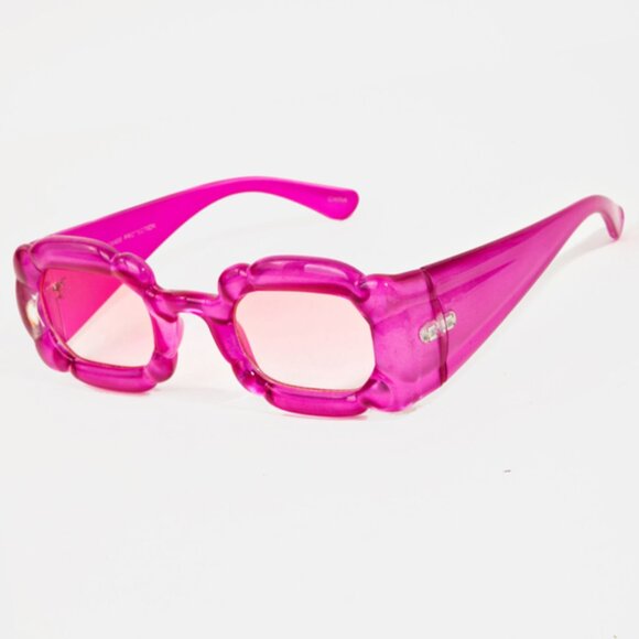 Kerrie Pink Acetate Rectangle Sunglasses - Picture 1 of 2